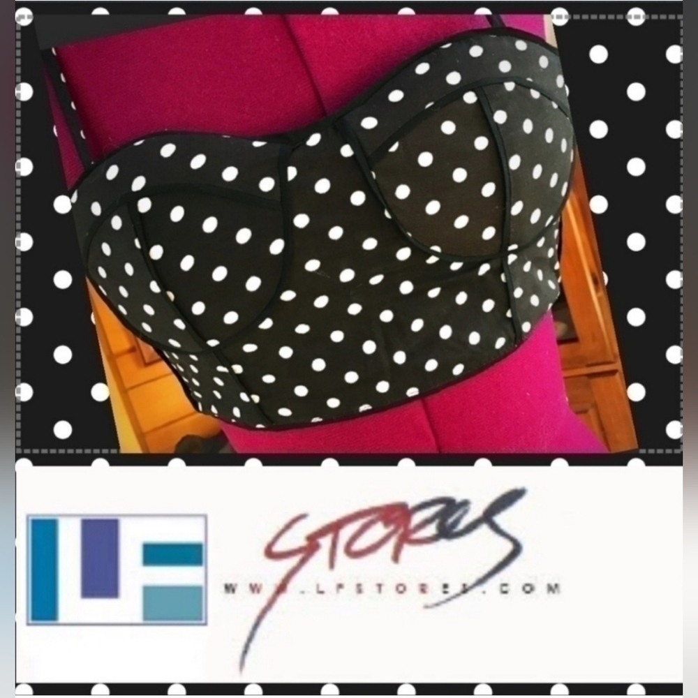 New LF Stores Ploka Dot Crop Top Bralette Bustier Top Lf Millau Size Small .